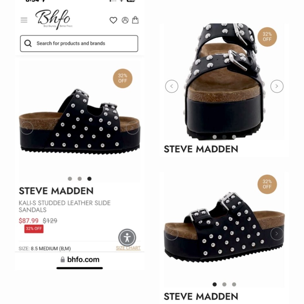 Black Studded Platform Sandals buckles Steve Madden Jamie Kari ALMOST NEW! 7.5 8